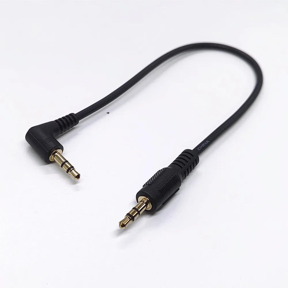 25cm 3.5mm L-shape 90 Degree Male to Male Earphone Extension Cable Audio Adapt for cell phone MP3 in the Car