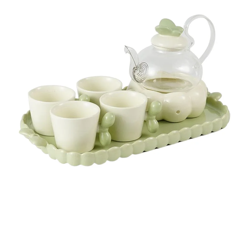 

Flower teapot high temperature resistant thickened filter glass bubble heat resistant health pot tea set boiling water candle
