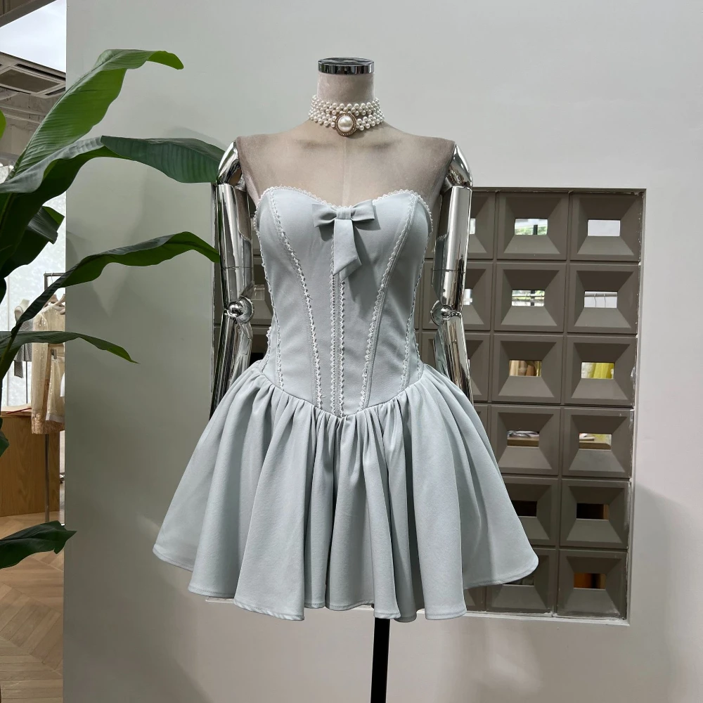 

New Arrival Chic Bowknot Slimming A Line Dress Luxury Spaghetti Strap Boned Corset Birthday Dresses Women Elegant Party Wear