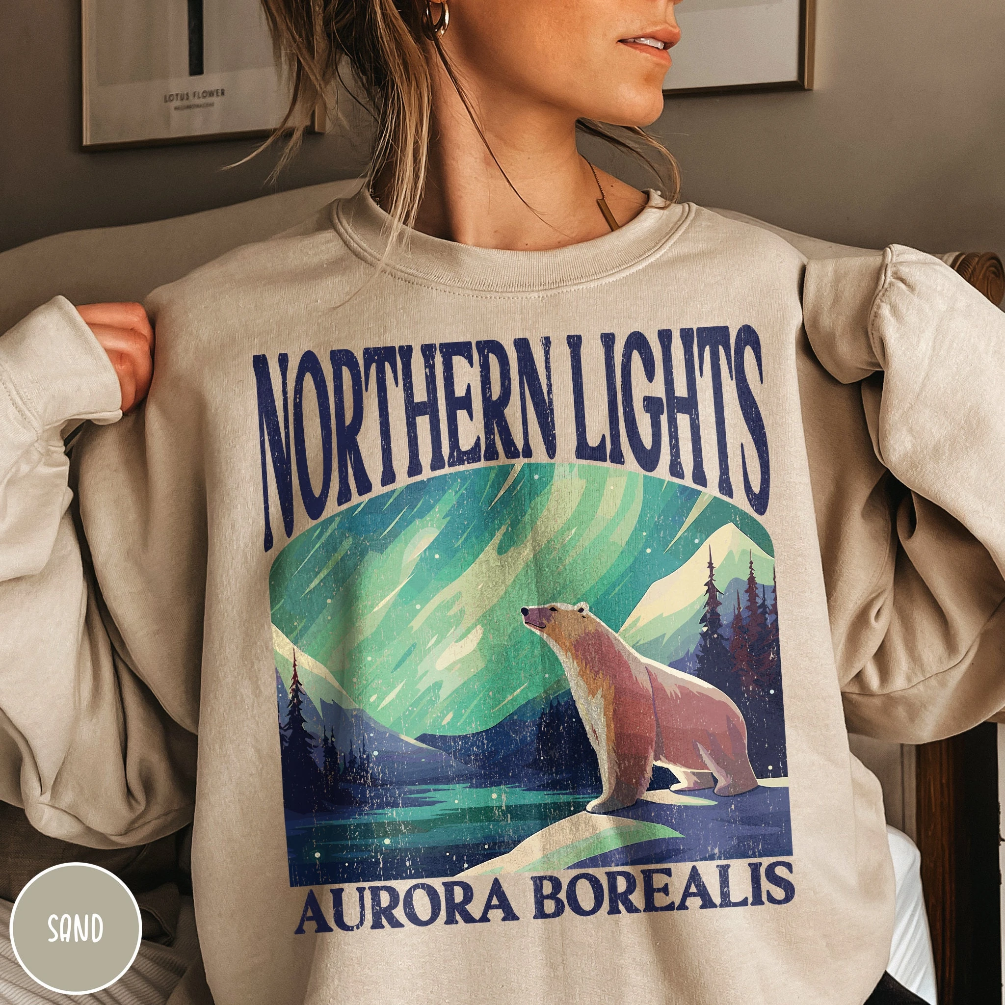 Northern Lights Gift Aurora Borealis Gift Northern Lights Sweatshirt Alaska Sweatshirt Aurora Shirt Polar Bear Sweatshirt