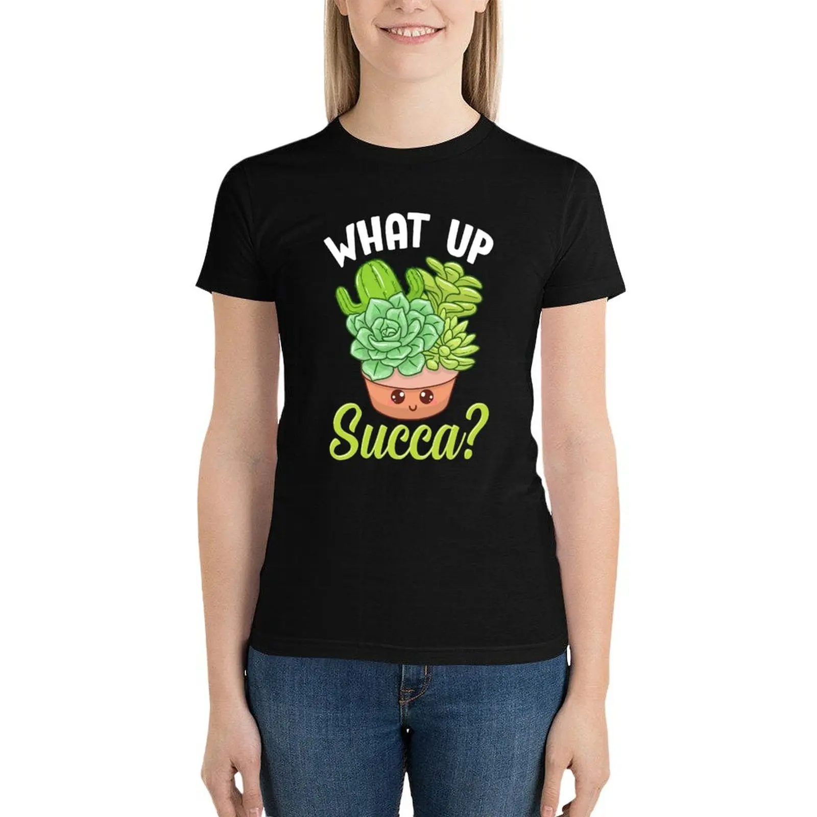 

Funny What Up Succa Punny Succulent Cactus Pun T-Shirt kawaii clothes summer tops tops Women