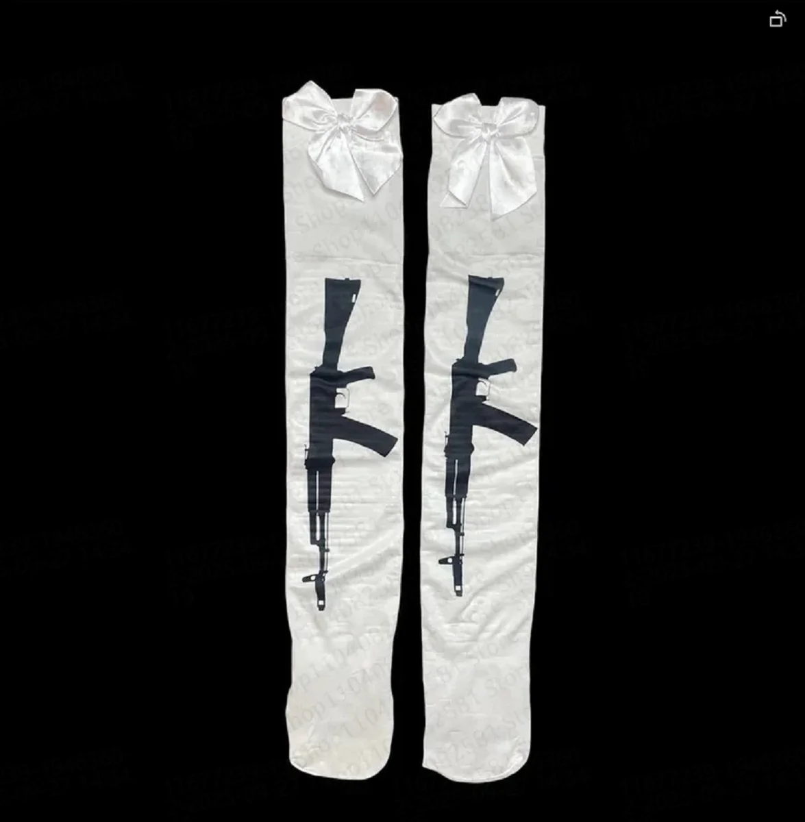 Y2k style Harajuku punk white lace gun print Emo girl socks women's role-playing sexy retro 2000s aesthetic hip-hop high street