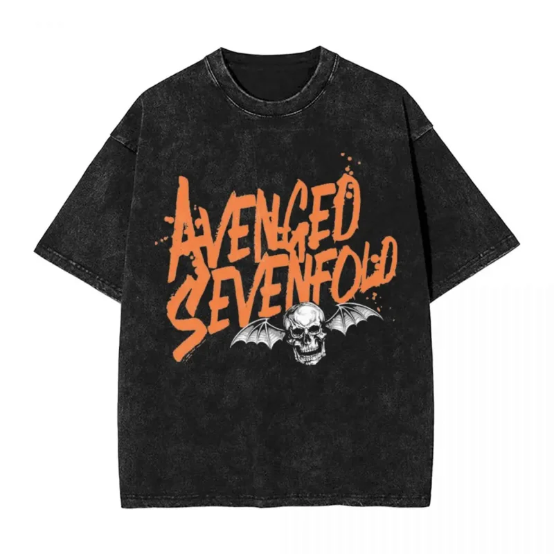 Washed T Shirt Avenged Sevenfold Hip Hop Vintage T-Shirts Street Streetwear Short Sleeve Graphic Tops Tee Shirt for Men Women