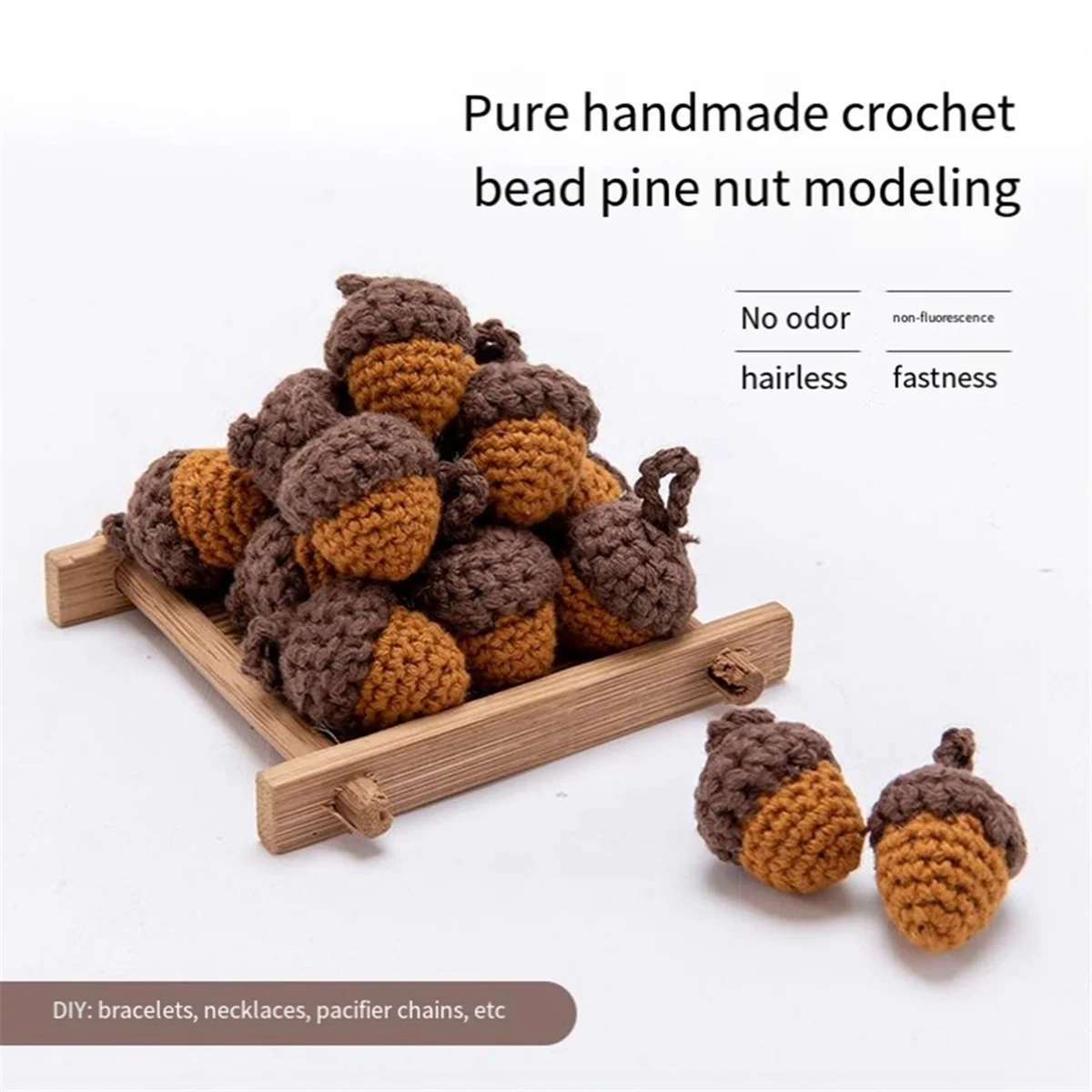 10 buah buatan tangan benang Crochet pinus kerucut achorns untuk DIY gantungan kunci tas liontin aksesori pakaian