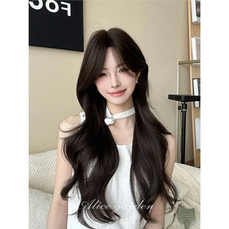

LUPU Long Straight Hair Internet Celebrity Daily Lolita Looks White Natural Diagonal Bangs Full Head Cover for Women