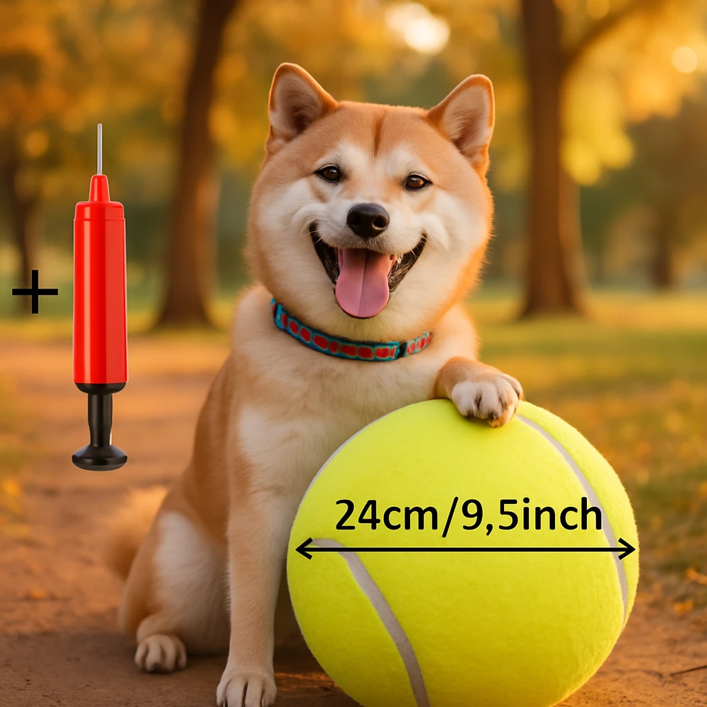 Pelota de tenis gigante de 7/9,5 pulgadas, juguete inflable para mascotas, pelota de entrenamiento para perros, pelota de tenis grande de 24cm con bomba de aire, juguetes interactivos para perros