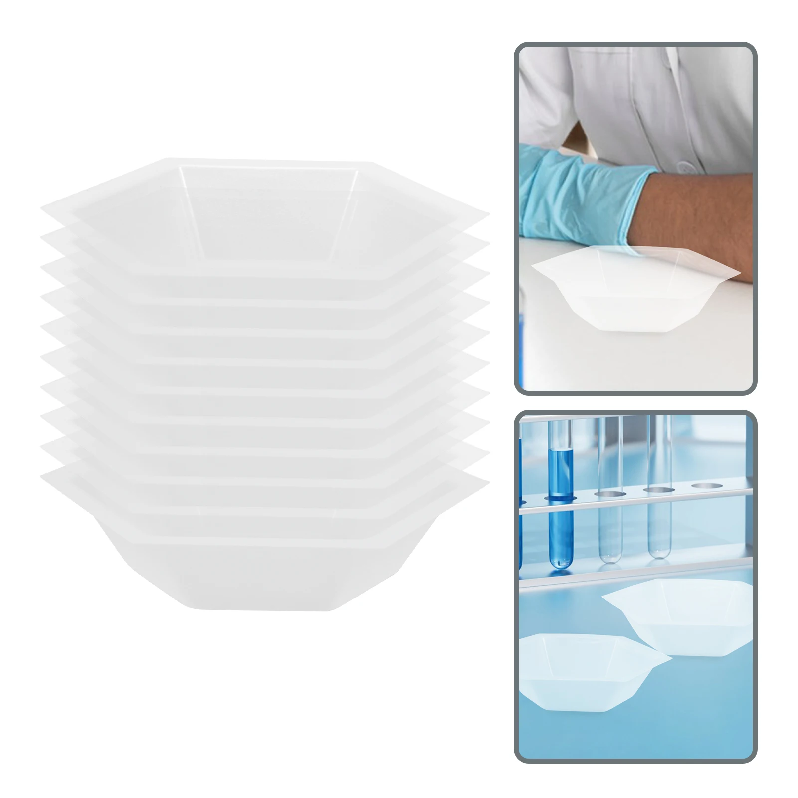 

10 Pcs Weighing Pan Small Plastic Plates Tray Lab Dishes Mini Sample Trays Scale Square