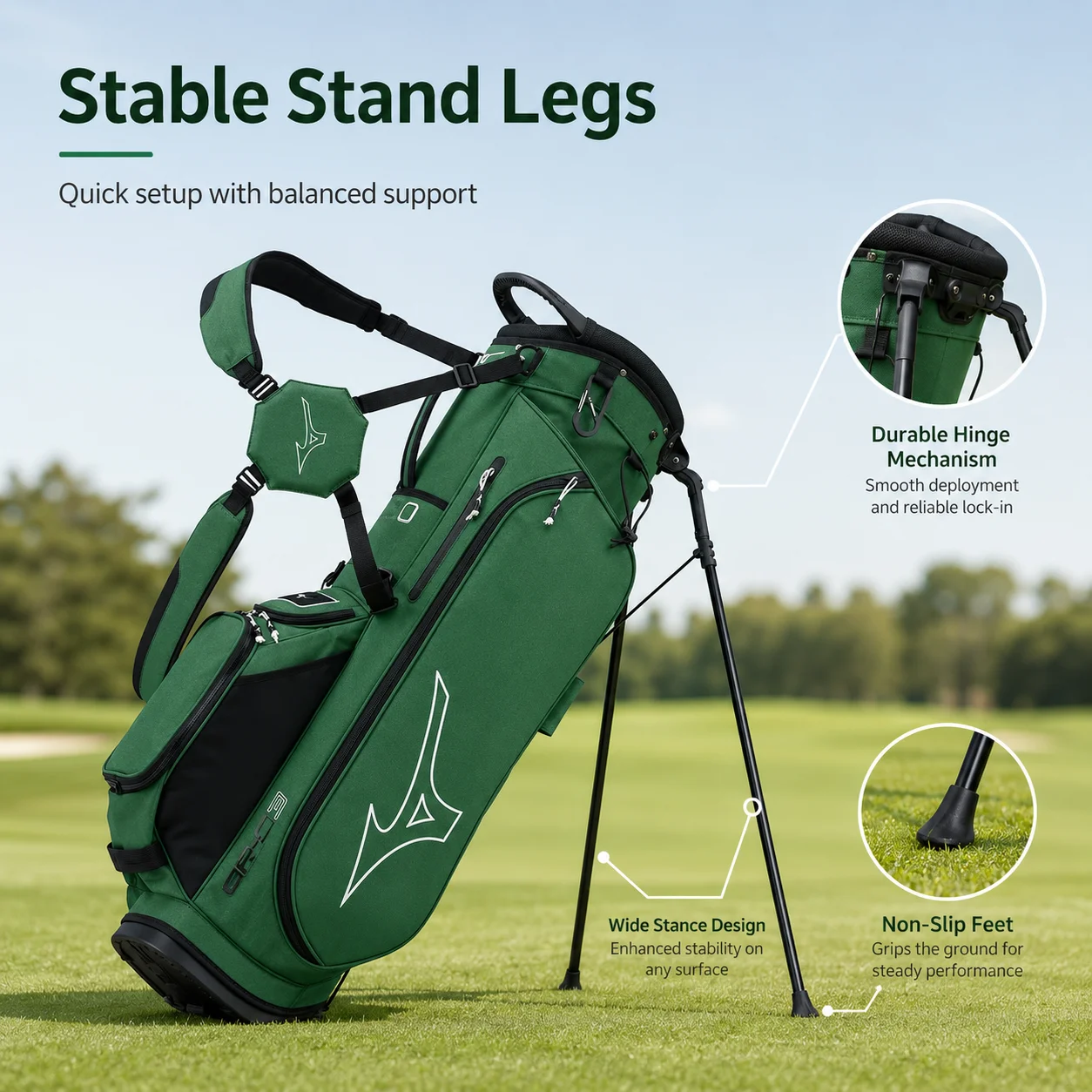 Mizuno BR-D3 Lightweight Golf Stand Bag Portable Men's Club Organizer Carry Case High Capacity Course Walking Gear 5LJC2421 view 4