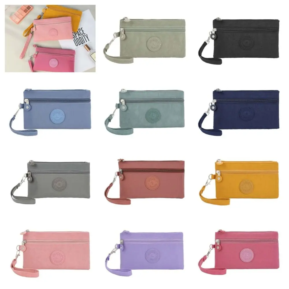 

Letter Zipper Coin Purse With Lanyard Waterproof Double Layer Wallet Nylon Korean Style Simple Money Handbag Female/Male