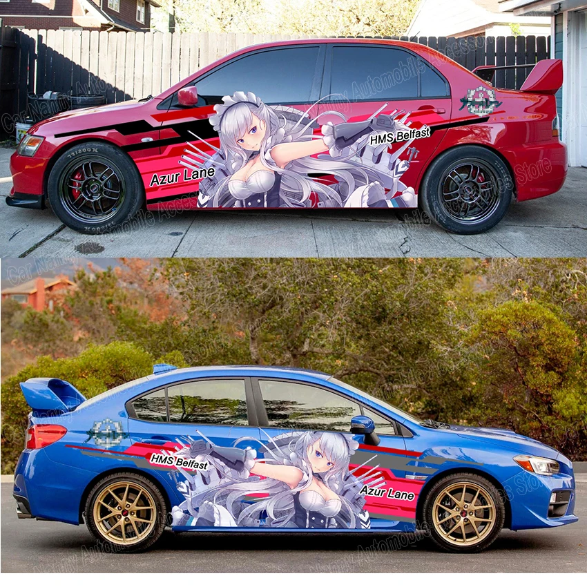 Anime Car Itasha Stickers HD Inkjet Painting Auto Cartoon Sticker Vinyl Film Door Side Decals Ralliart Rally Car Styling