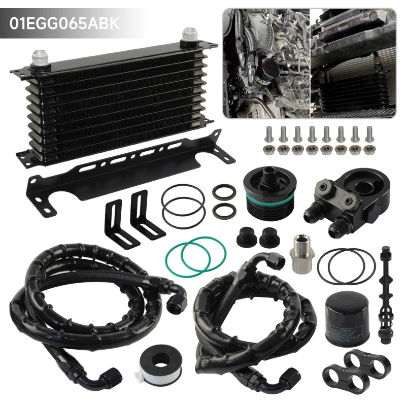 10-reihiger Ölkühler + 80-90 Grad thermostatischer Ölfilter-Adapter-Kit für EA888 Gen3 Motor VW Golf MK7 MK8 Passat Audi