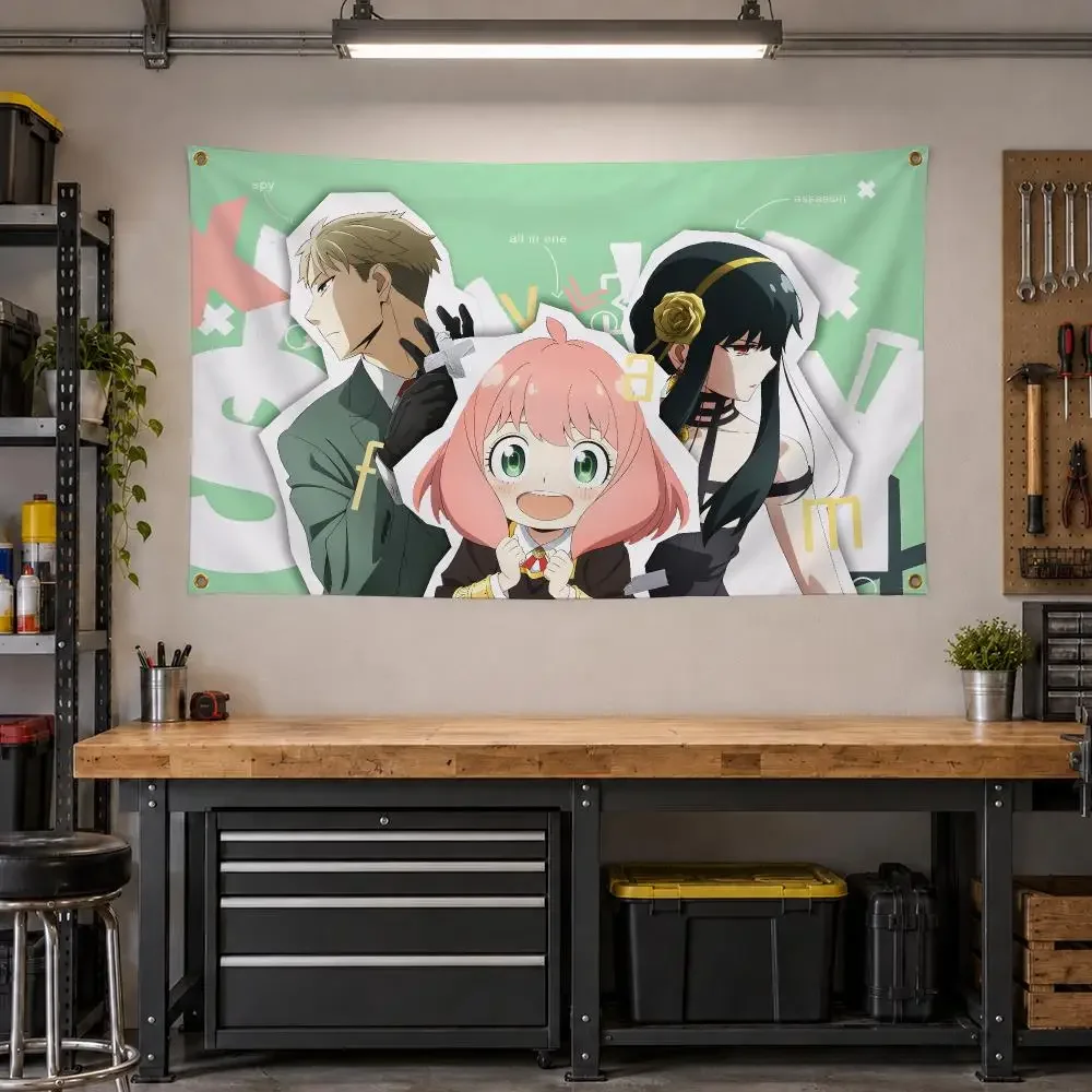 Anime Spy X Family Comedy Flags Personalized Banner Flag Room Dorm Camping Picnic Garage Bar Outdoor Wall Decor