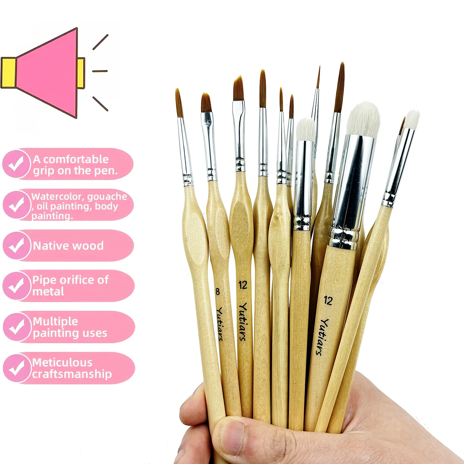 Golden Maple Miniature Paint Brushes, 13PC Model Brushes Micro Detail Paint Brush Set, Fine Detailing for Acrylics, Oils, Waterc