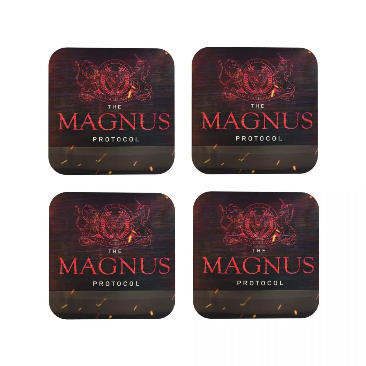 The Magnus Protocol - Official Podcast Artwork Coasters Kitchen Placemats Cup Coffee Mats For Decor Home Tableware Pads Set of 4