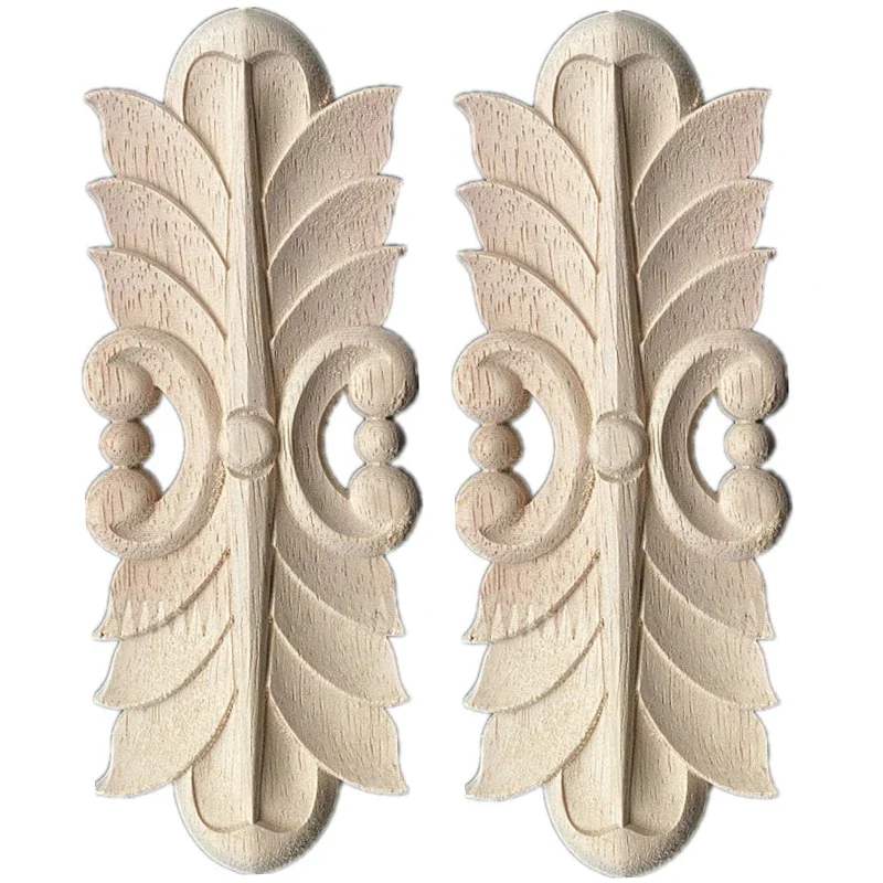 4PCS Floral Wood Carved Onlay Corner Applique Moulding Decal Furniture Cabinet Door Frame Wall Home Decoration