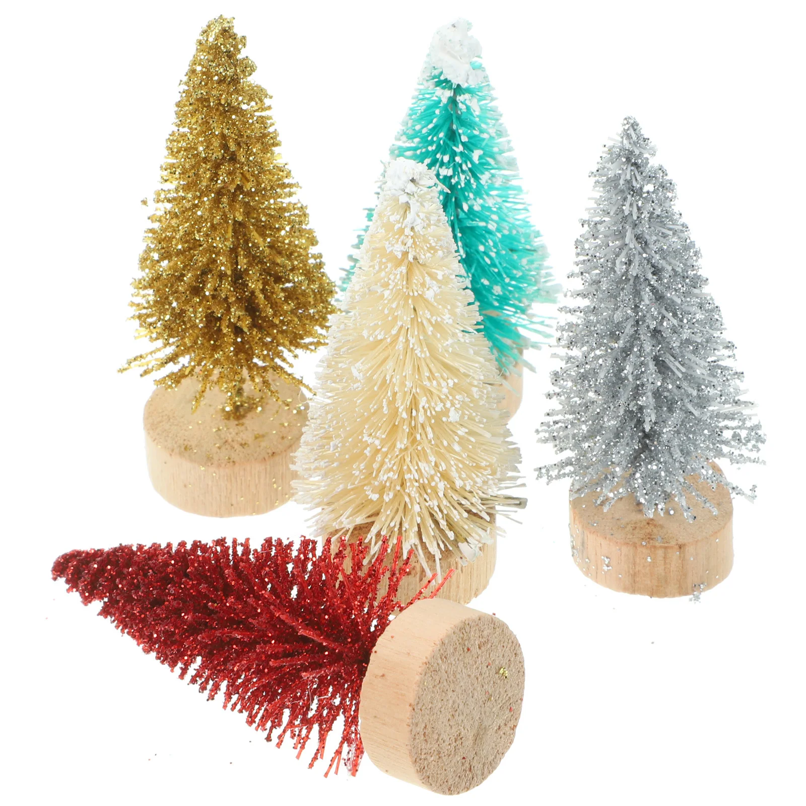 

60Pcs Mini Christmas Tree Artificial Tabletop Decor Small Xmas Tree Wood Base Decorative Ornament Mini Xmas Trees