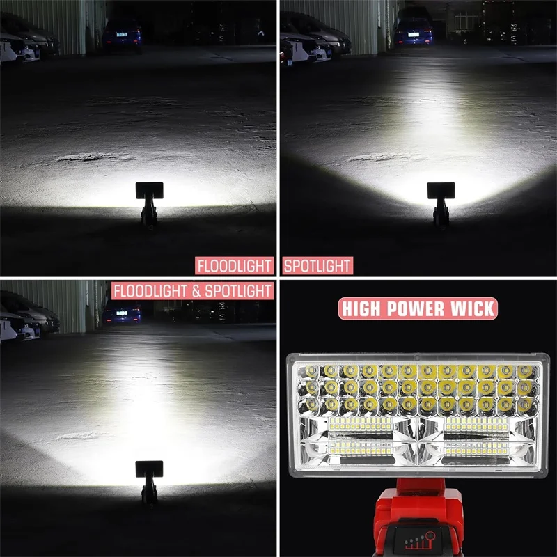 Lanterna de luz de trabalho led de 3/5/8/9 polegadas para milwaukee 18v bateria de íon-lítio portátil holofote lanternas portáteis lâmpada de acampamento