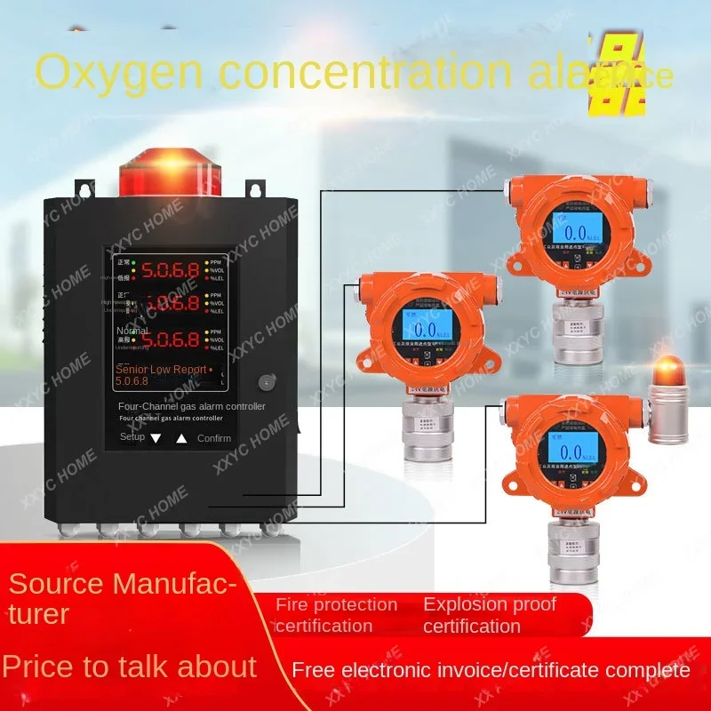 Oxygen concentration alarm Oxygen content gas detector Medical laboratory Oxygen leakage Hypoxia nitrogen detector