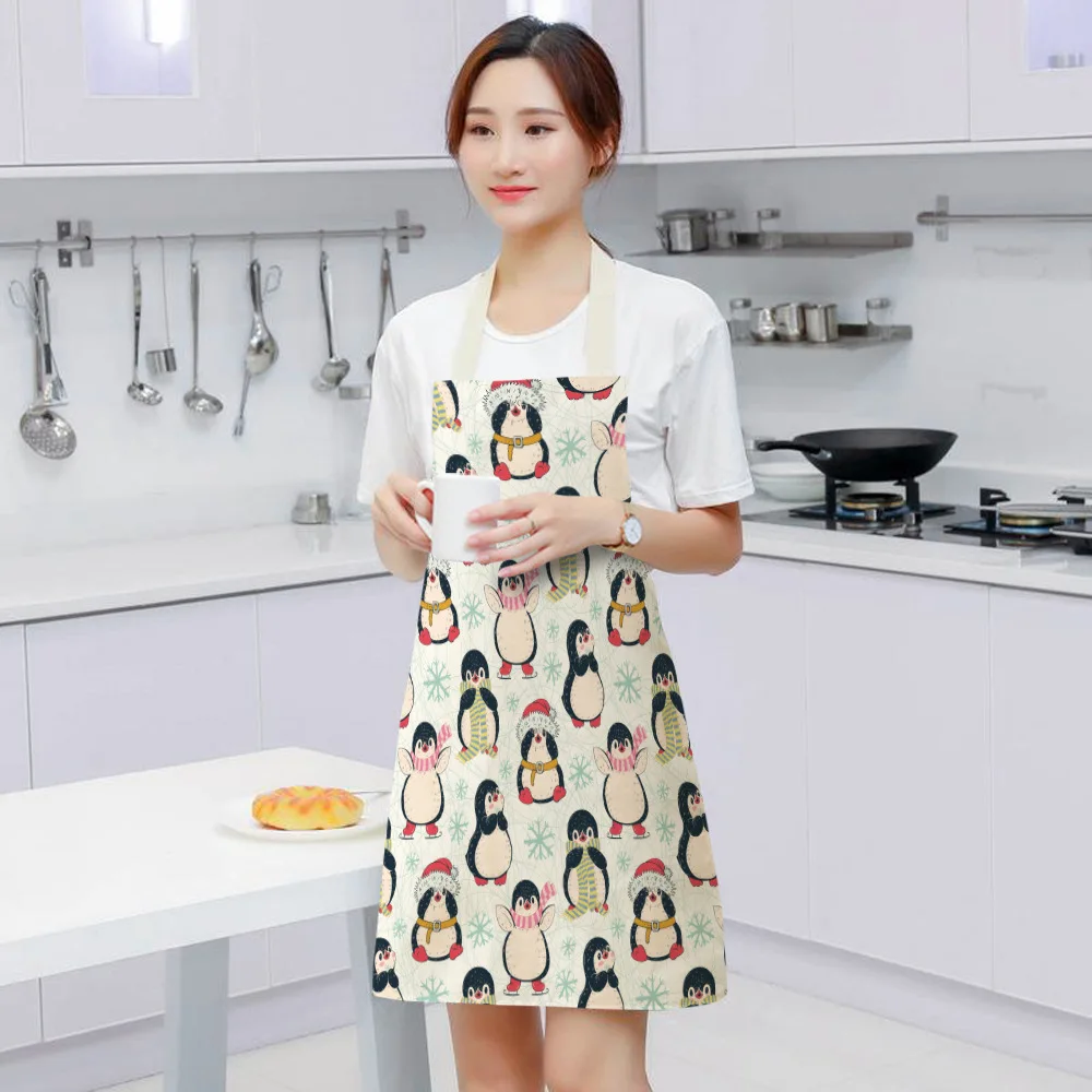 Penguin Apron Kitchen Linen Aprons Bibs Household Cleaning Pinafore Home Cooking Apron for Men Women Home Cleaning Tools