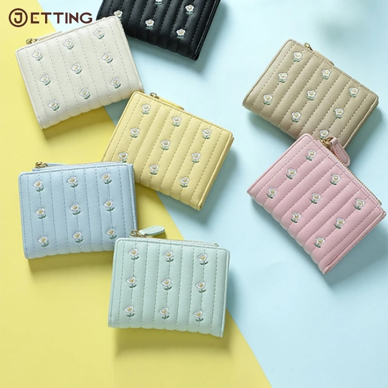 

New Fashion Women's Wallet Short And Minimalist Card Bag Zipper Zero Wallet Storage Bags Cotton Cute Korea Coin Purse Bag