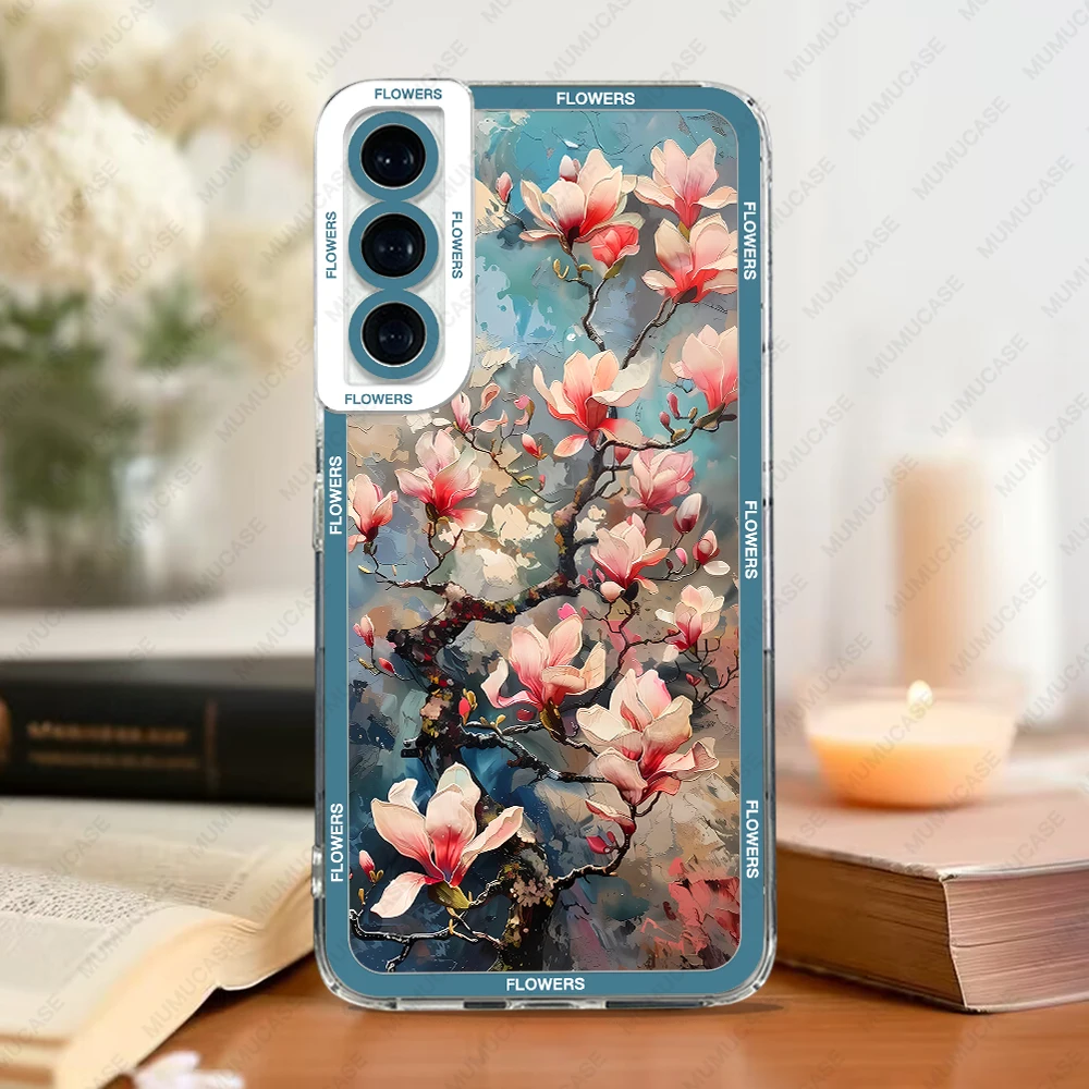 Phone Case For Samsung Galaxy A14 A21S A22 A24 A50 A31 A32 A33 A34 A51 A52 A53 A54 A71 A72 A73 Soft Cover Oil Painting Flowers