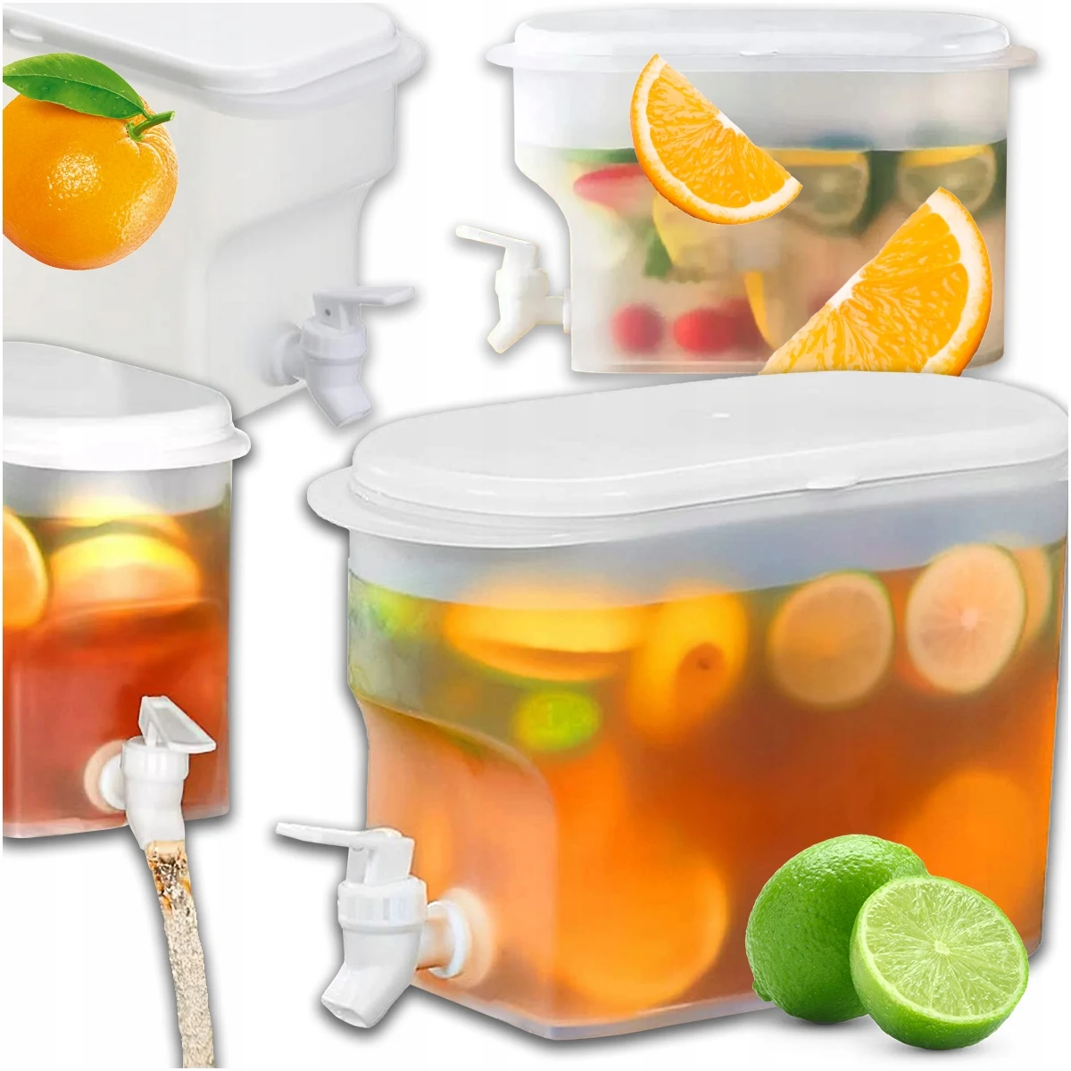 POJEMNIK NA ZIMNE NAPOJE SOK MLEKO LEMONIADA Z KRANIKIEM 3L PRZEZROCZYSTY