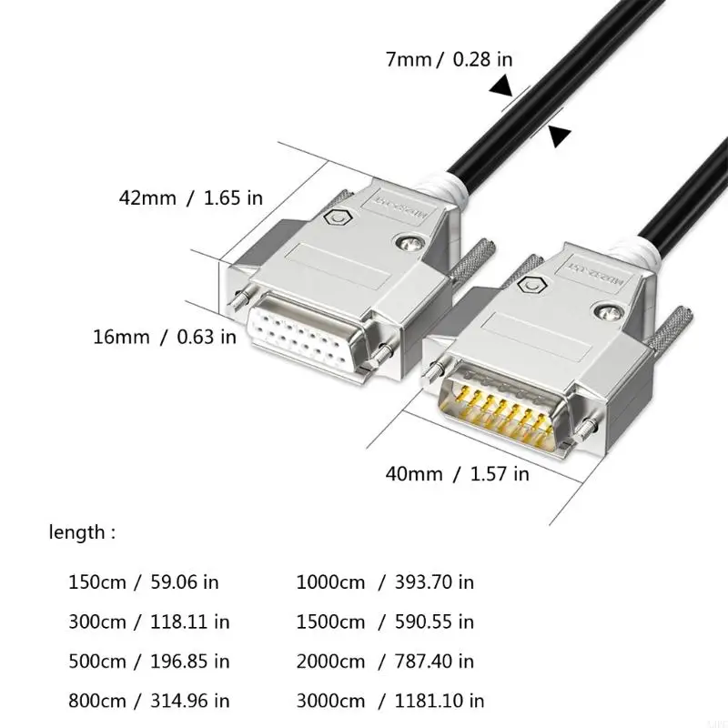 A3PC DB15 Мужской женский кабельный кабельный кабель разъемы проволочные линии 26AWG Extender для компьютерных кассовых длиной