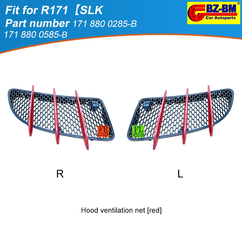 

1/2pcs Engine Hood Bonnet BUMPER Vent Grille Cover Trim Parts for Mercedes Benz R171 W171 SLK RED GRILL 1718800585 1718800485