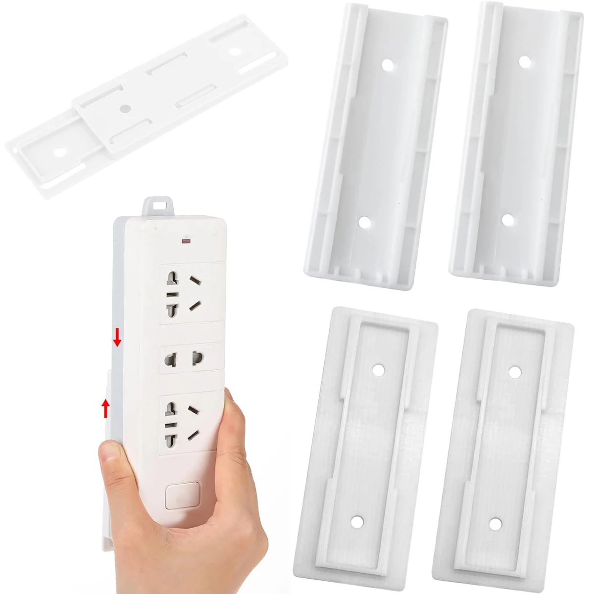 2/4 PCS Power Strip Holder No Drill – Under Desk Mount for Surge Protectors, Wall Cable Organizer for Home Office Kitchen Gaming