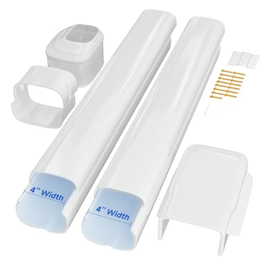 

4 Inch Mini Split Line Set Cover, 7.5 Feet PVC and PP Line Cover Set Universal for Mini Split AC and Central AC, Line Set Cover