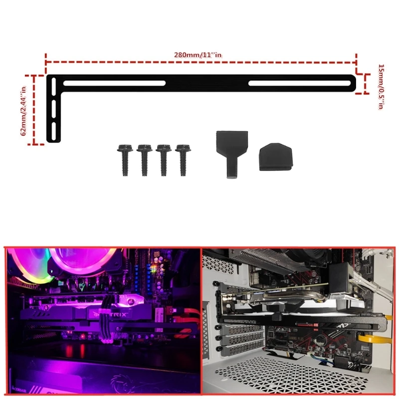 Aluminum Graphics Video Card Cooling  L-shaped PC GPU Side Mounting Bracket