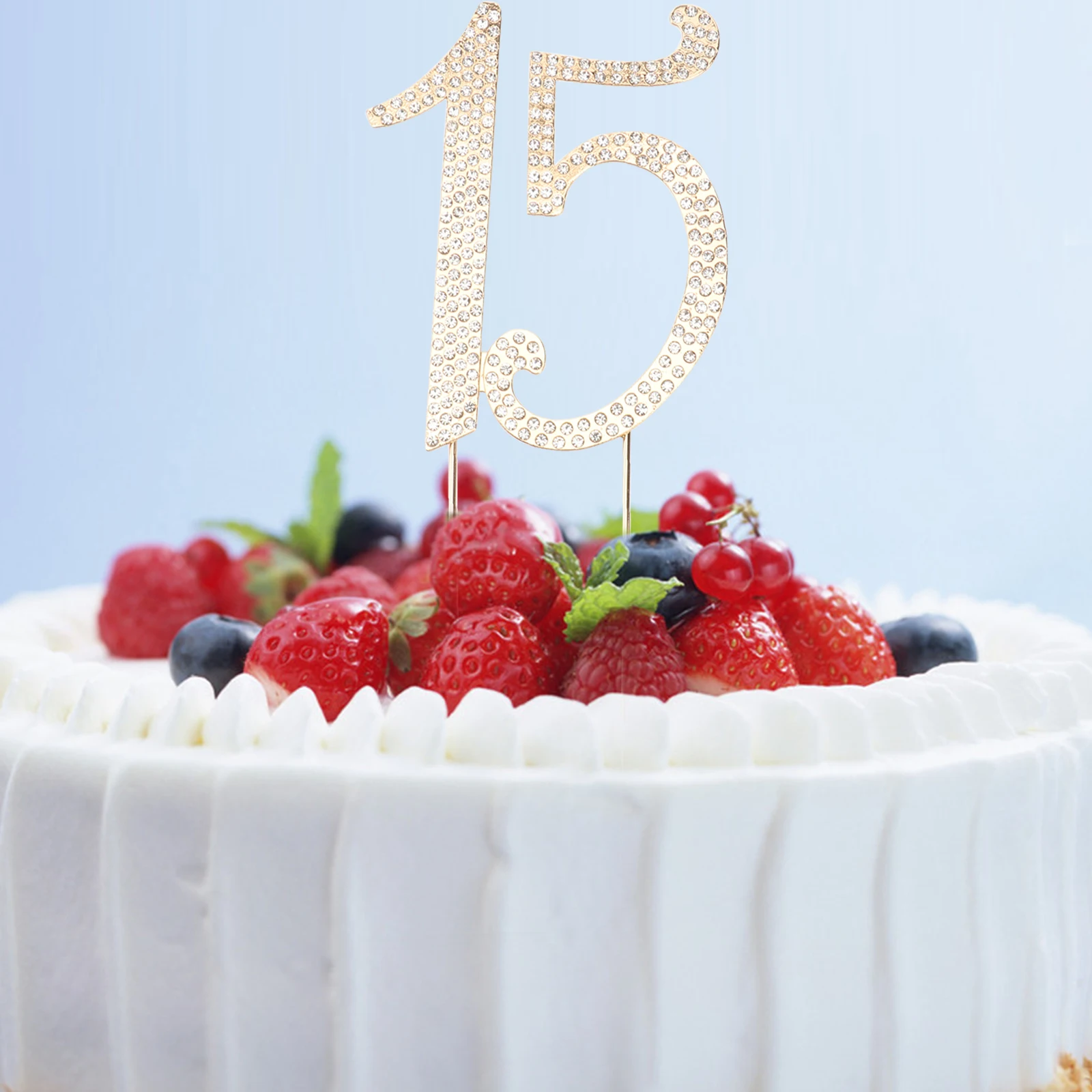 

15pcs Cake Topper Rhinestone Decorations Picks Birthday Anniversary Party Dessert Insert Reusable Alloy