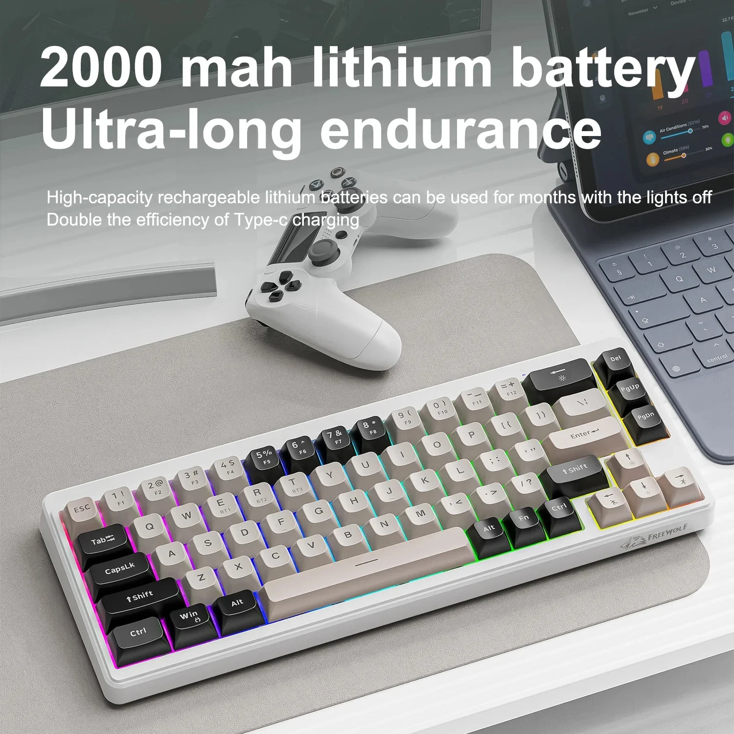 Attack Shark M87 Pro Hot-Swap Mechanical Keyboard Bluetooth Wireless USB 2.4GHz TKL RGB Type-C Tri-Mode OLED Gamer Keyboard