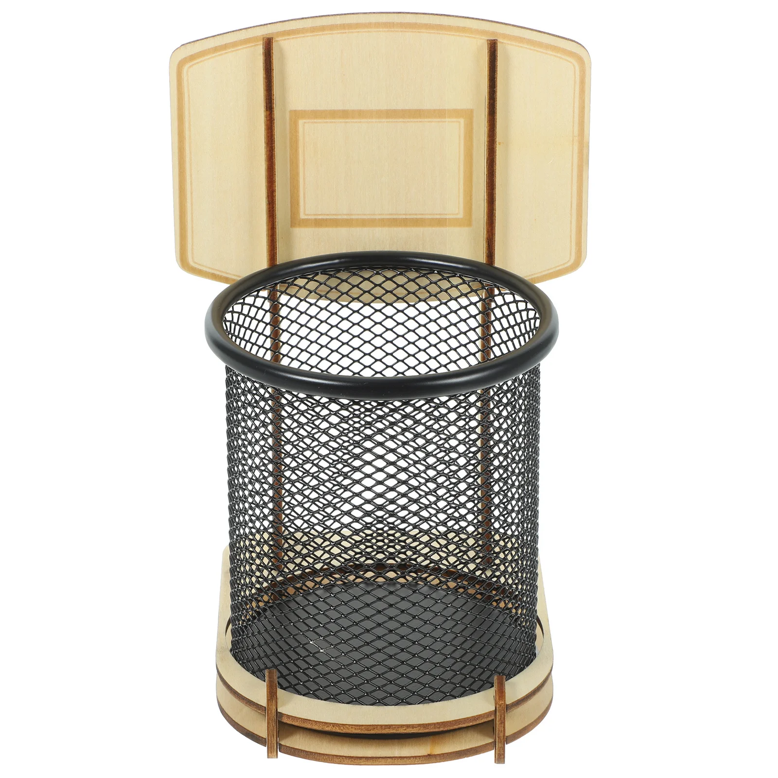 كرة السلة حامل قلم حامل سعة كبيرة منظم سطح المكتب الحديثة الخشب نمط القرطاسية تخزين كوب قلم رصاص للمكتب #6