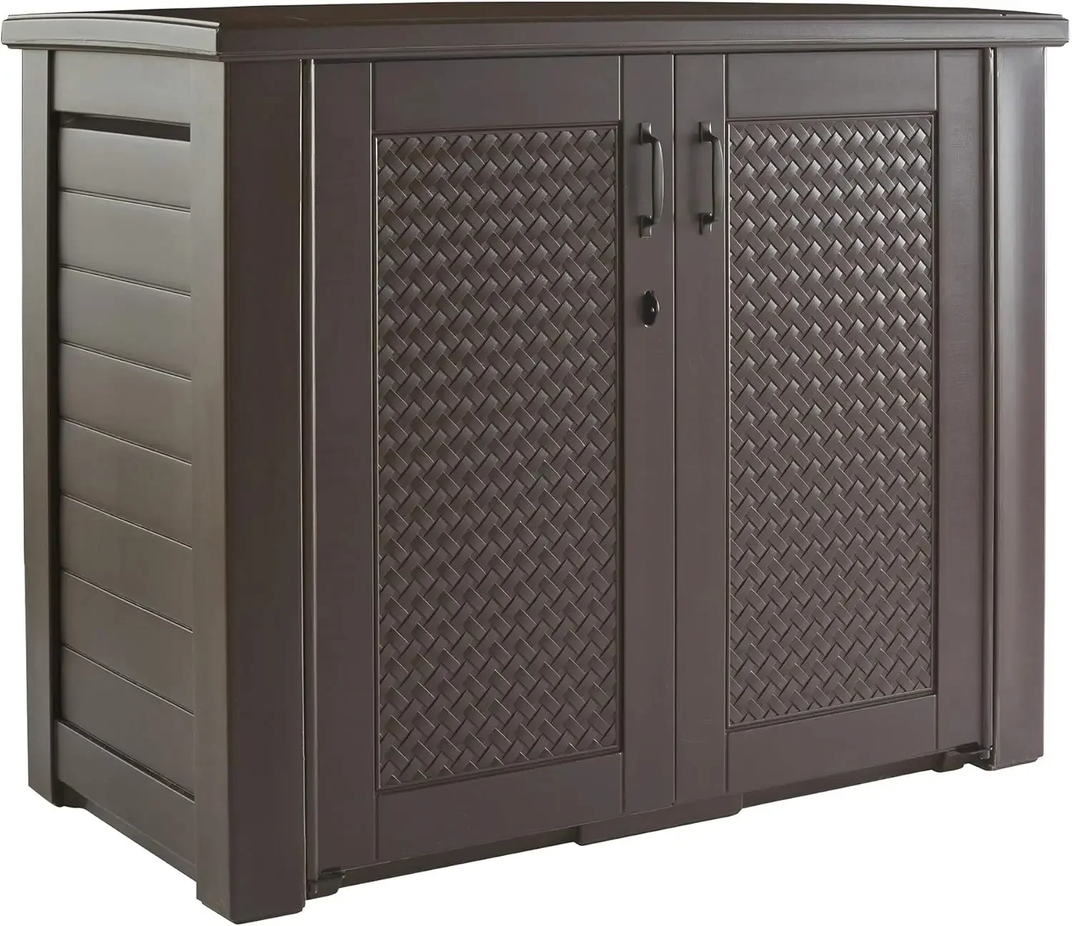 

Decorative Outdoor Storage Cabinet Weather Resistant, Brown, Organization for Home/Pool Chemicals/Toys/Garden Tools/Porch