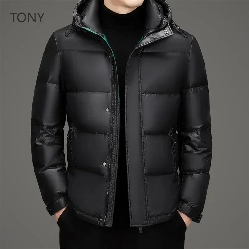 Black Gold Removable Hat Men's Down Jacket Designer Clothes Duck Short s Winter for Male Coat