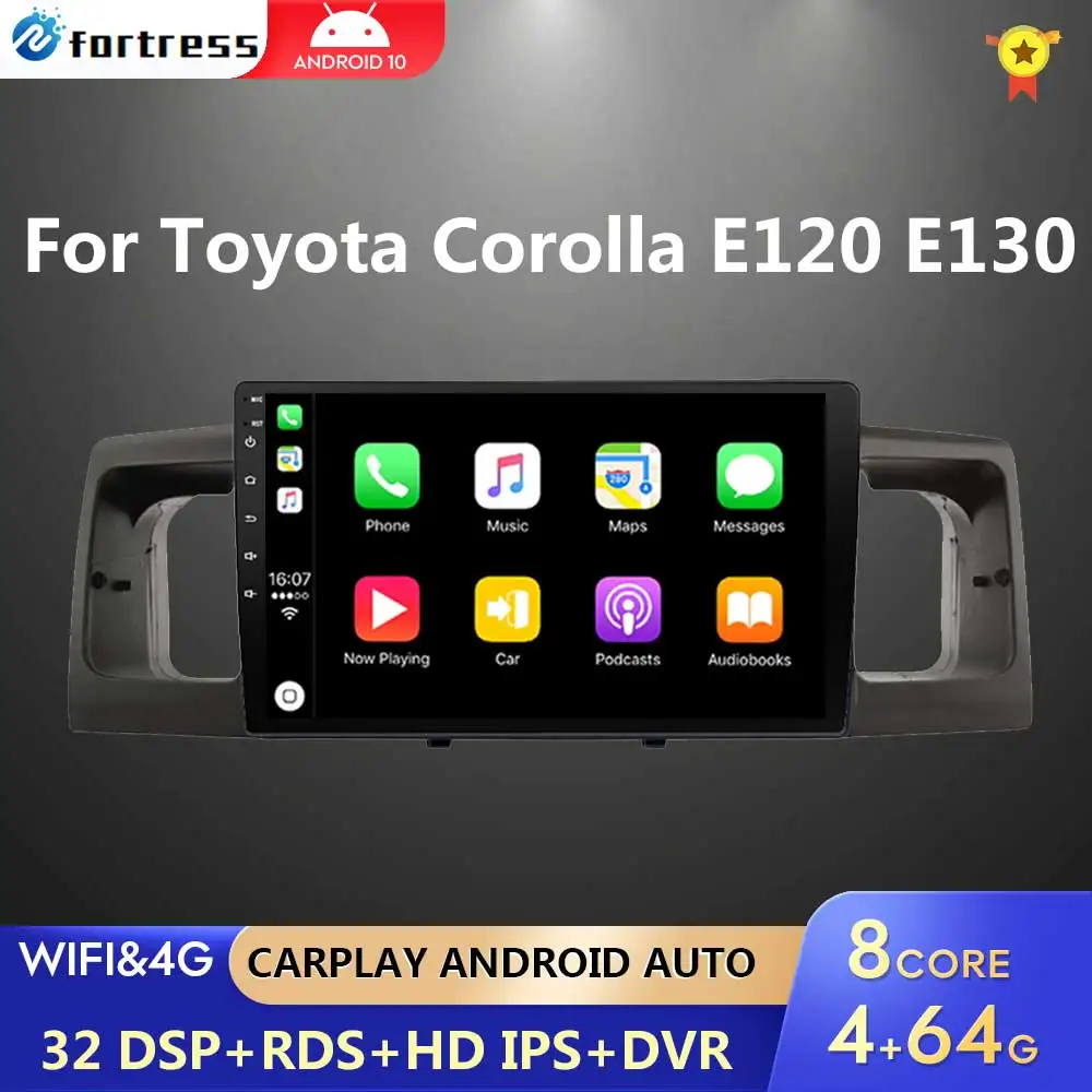 For Toyota Corolla E120 e 120 BYD F3 2007-2011 DSP IPS 6GRAM Android 11.0 WiFi Car Radio Multimedia Video Player carplay auto