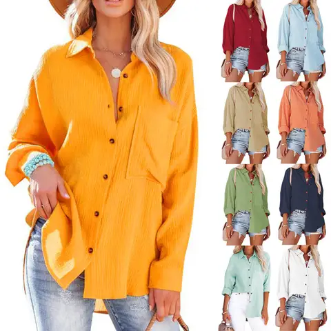 Women's Spring 2023 New High end European and American Amazon Cross border Women's Shirt Drop Shoulder Batshirt Long Sleeve Shir
