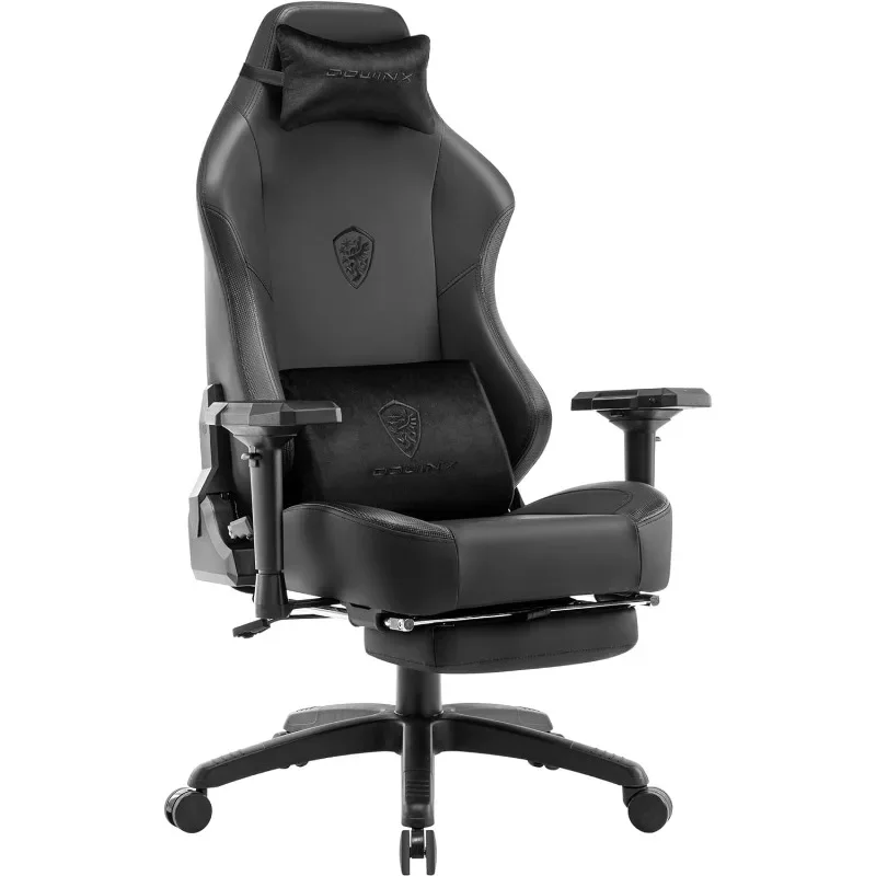 Big and Tall Gaming Chair with 4D Armrest and Footrest, High Backrest Office Game Chair, Pu Leather Ergonomic Computer Chair