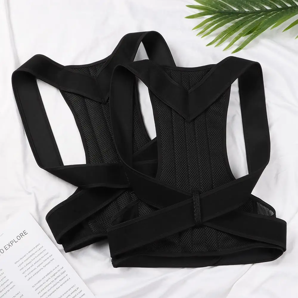 Sports Safety Neoprene Nylon Posture Corrector Black Adjustable Shoulder Brace Prevents Slouching Belt Clavicle Spine