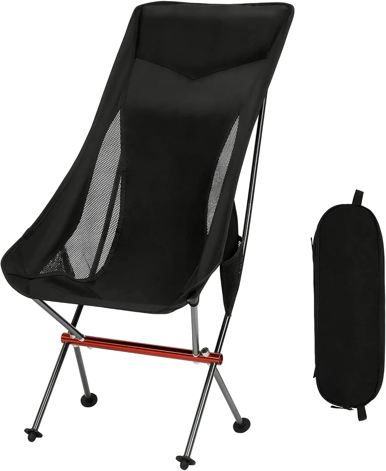 

Portable Folding Camp Chair with High Back, Pillow, and Side Pockets for Outdoor Activities
