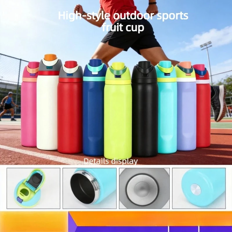 Tumbler 304 Stainless Steel Double-Wall Insulated Dual Drink Lid with Straw 20h Cold Leakproof Sports Water Bottle Carry Rope