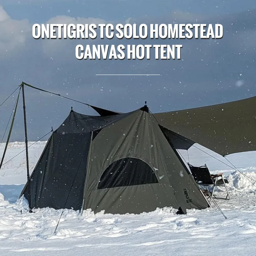 Solo Homestead TC Canvas Hot Tent with Stove Jack, Fire-Retardant Wind-Proof Durable, 2 Person 4 Season Bushcraft Shelter Tent