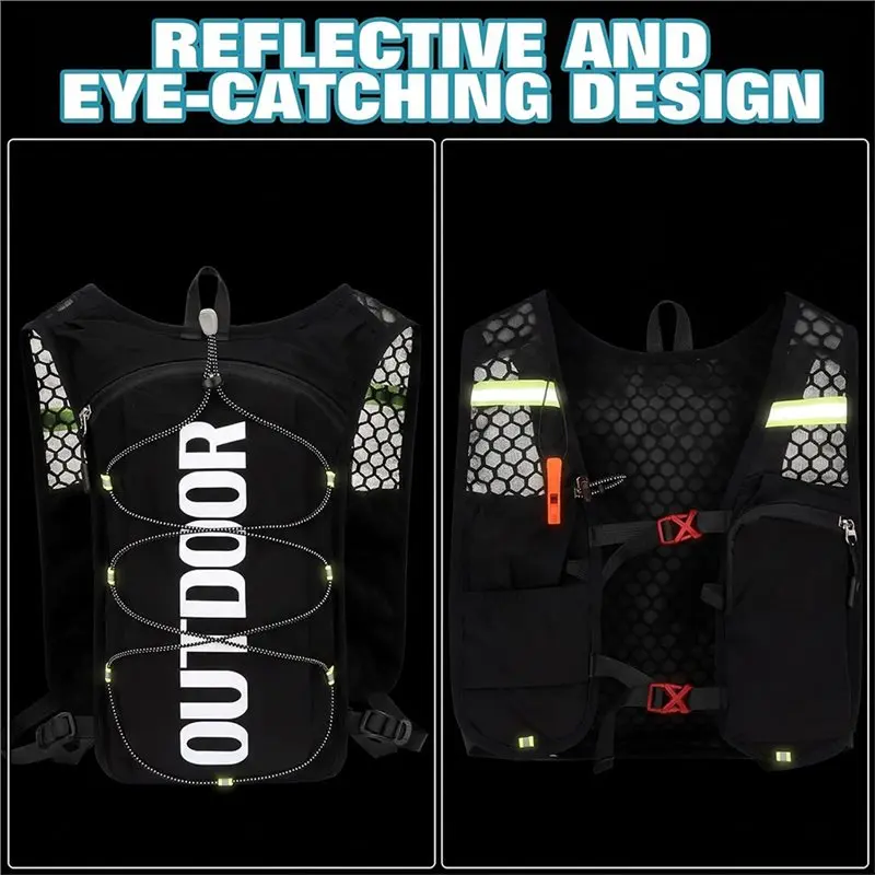 Running Hydration Vest Reflective Running Backpack With 1.5L Hydration 500Ml Water Bottle Breathable Light Running Vest Grey