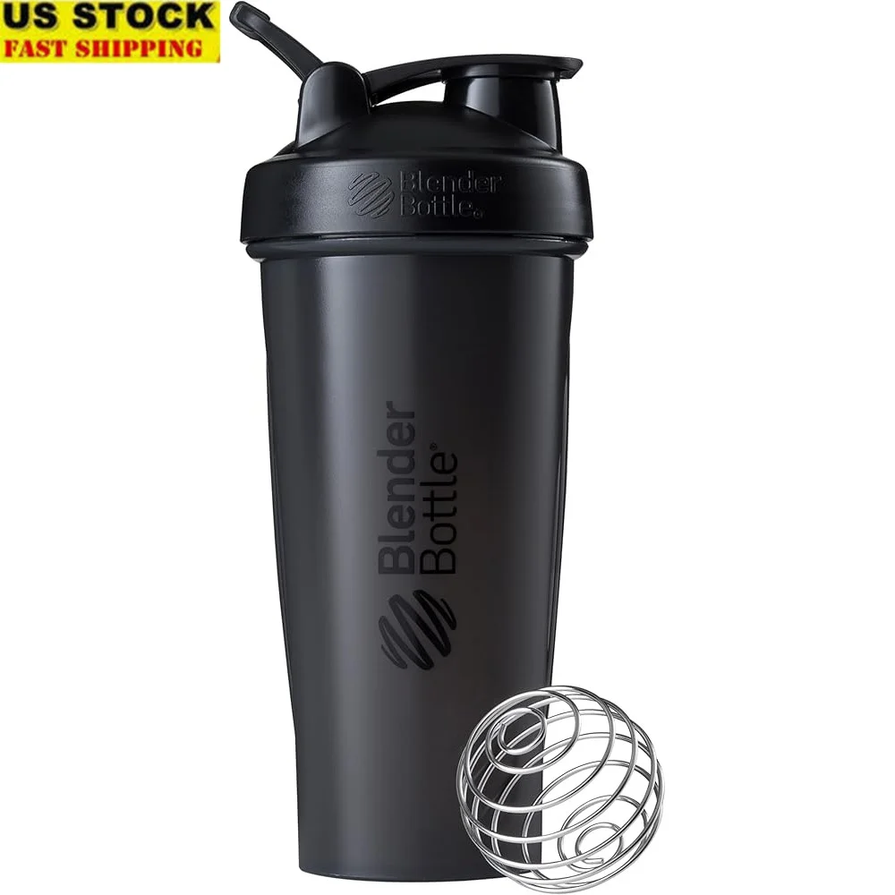 

Classic Shaker Bottle 28-Ounce Protein Shakes Smoothies Leak-Proof Stainless Steel Blender Ball Easy Carry Dishwasher Safe