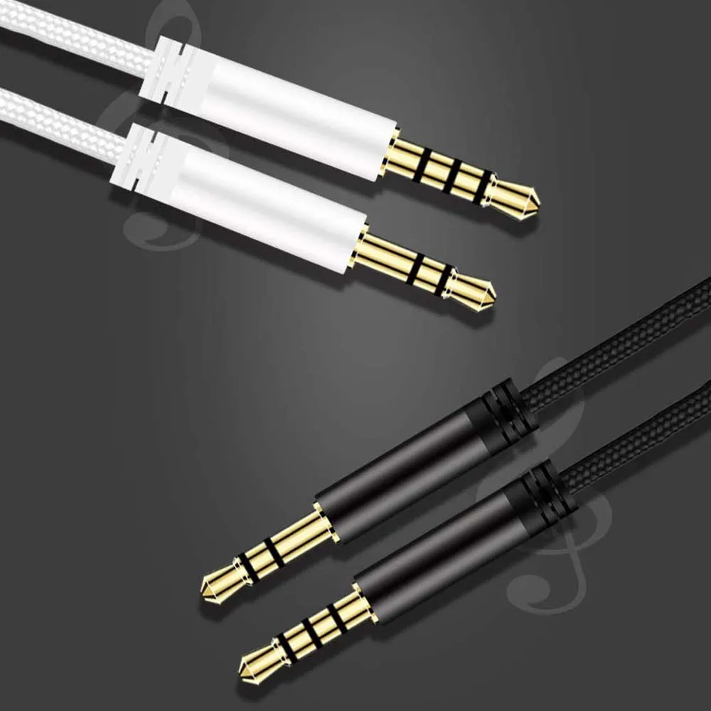 Cable de control de volumen, línea de altavoz, Cable de auriculares con micrófono, Cable de Audio trenzado de nailon, Cable auxiliar, Cable auxiliar para coche