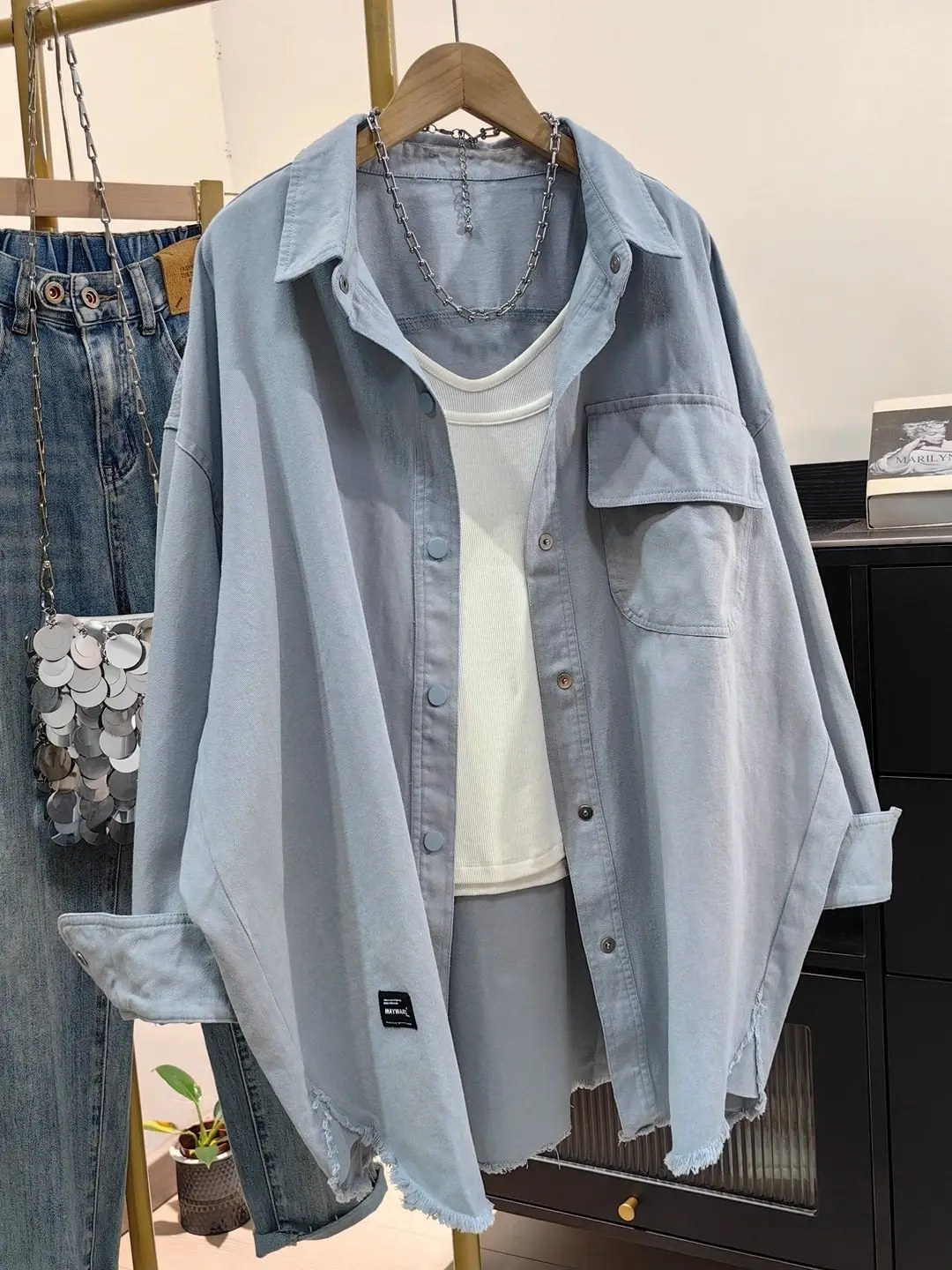 

Spring and Autumn New Women's Shirt Windbreaker Loose Commuter Casual Work Jacket