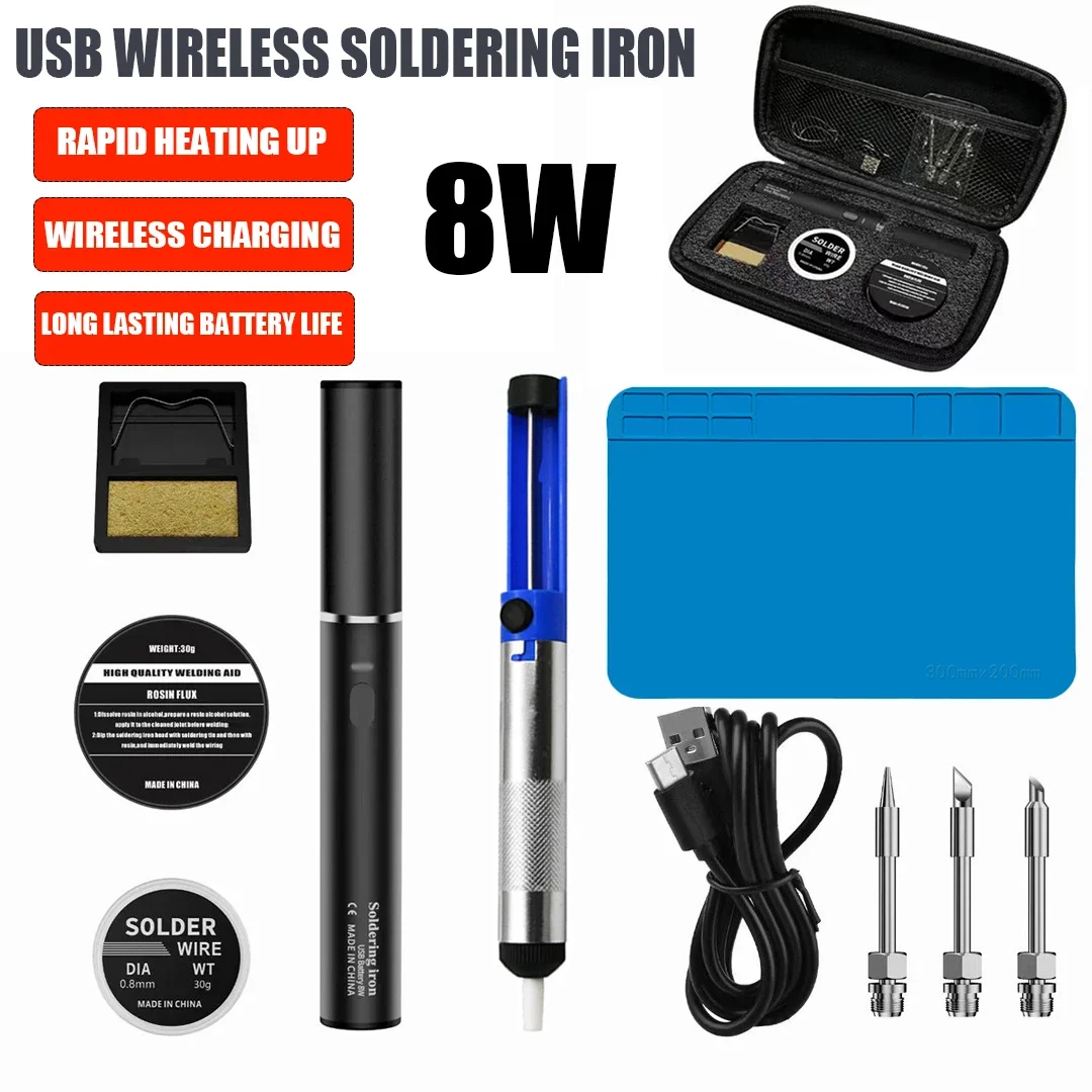 

USB Soldering Iron 8W 5V Adjustable Temperature Rechargeable Manual Radio Soldering Iron Set Cordless Soldering Iron Tools