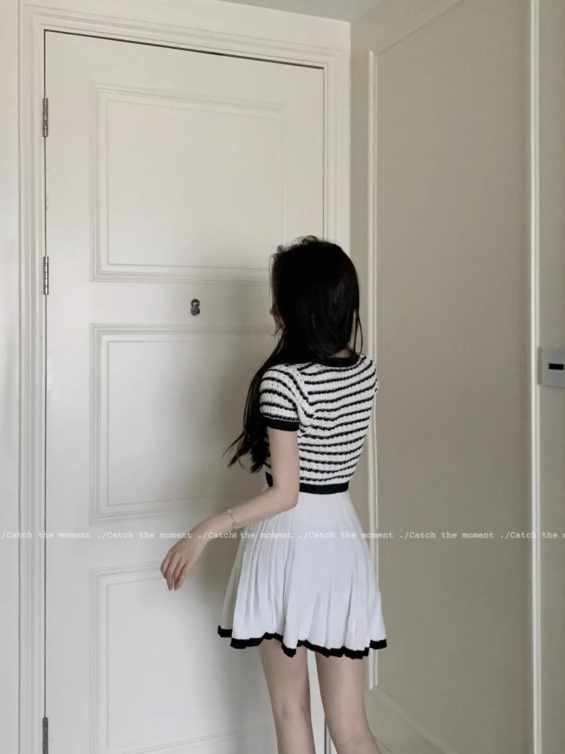 여성 플리츠 스커트, 하이웨이스트 A라인 스커트, 니트 스커트, 프레피 스타일, 여성 의류, 여름