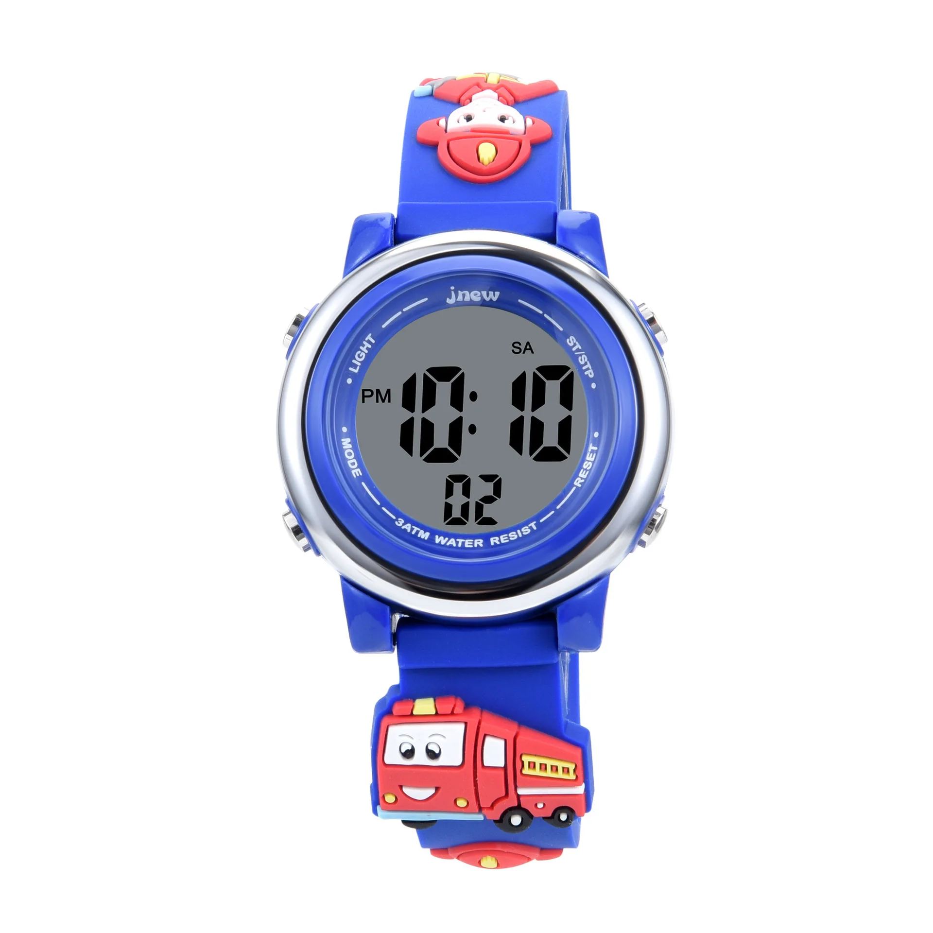 Uthai Kindersport Elektronisch Horloge Cartoon Brandweerman 3atm Waterdichte Wekker Kids Jongen Student Led Polshorloges Cadeau